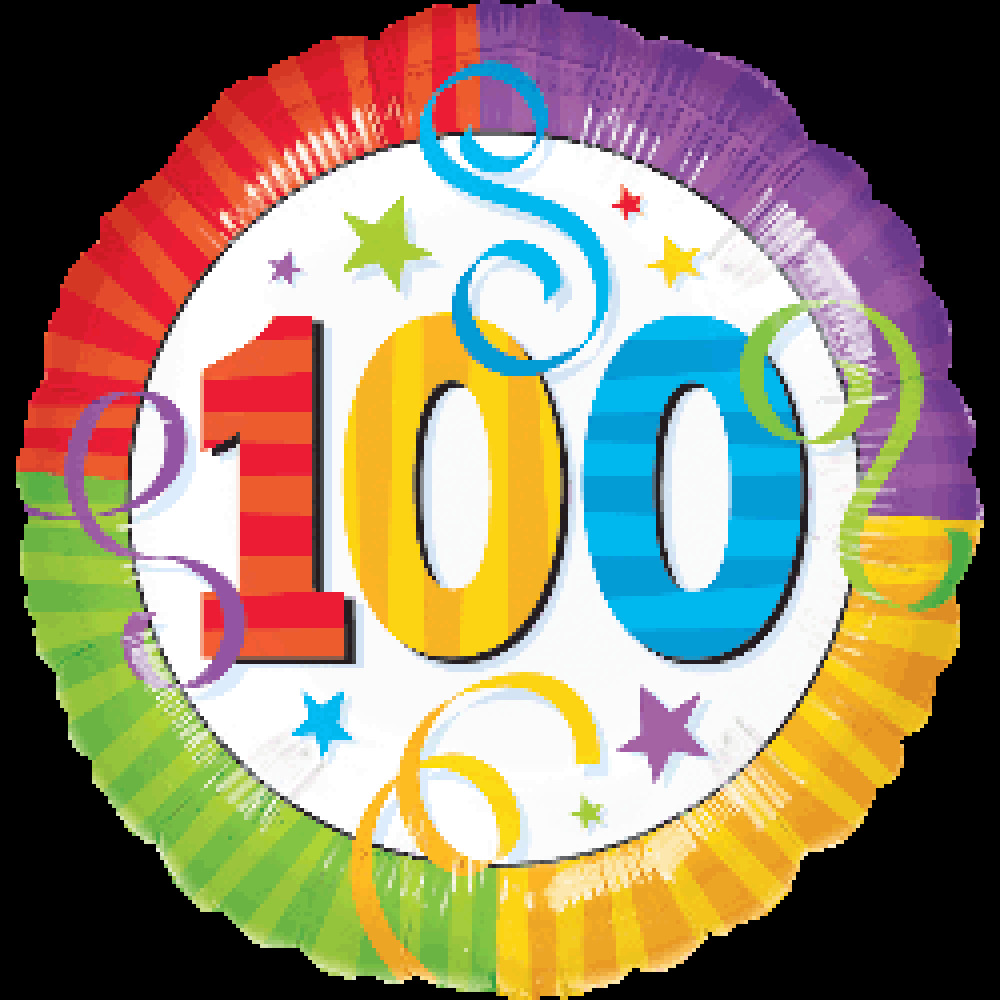 100th - 18inch helium filled balloon