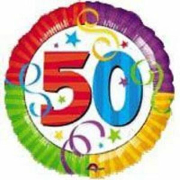 50th - 18inch helium filled balloon