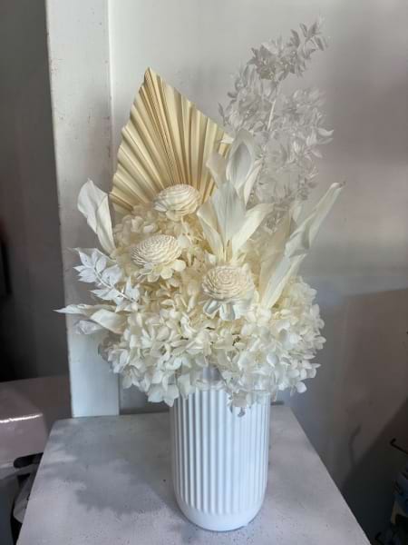 Cream and white preserved arrangement