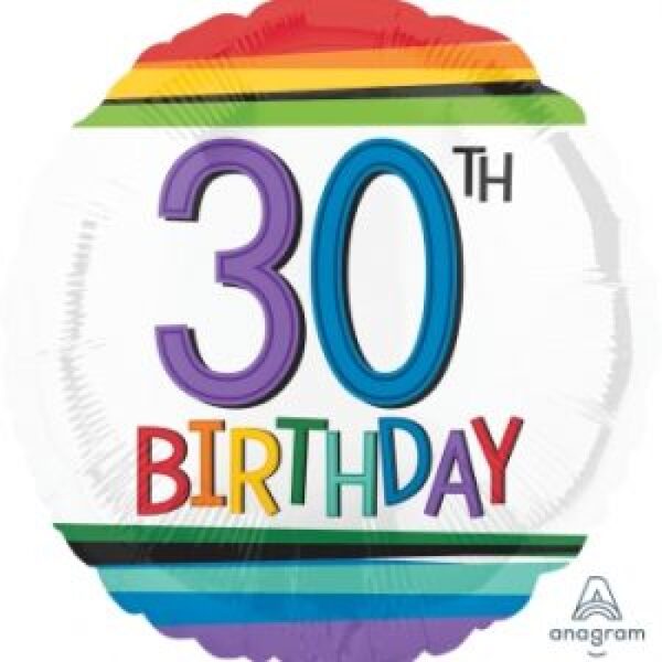30th - 18inch helium filled balloon
