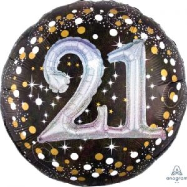21st - 18inch helium filled balloon
