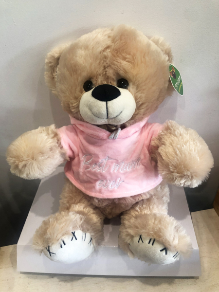 Best Mum Ever blonde bear with hoodie